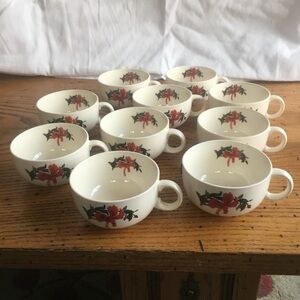 Vintage 1950s Crooksville Teacups, Pattern Flamingo